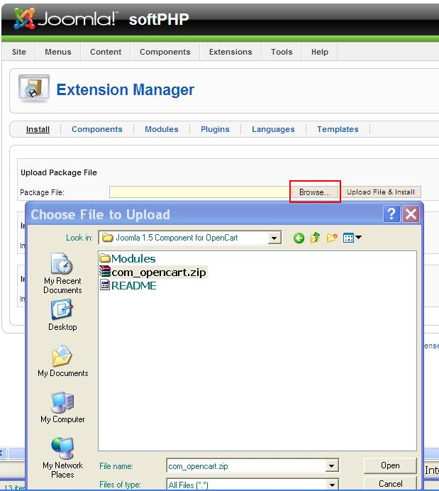 Browse com_opencart