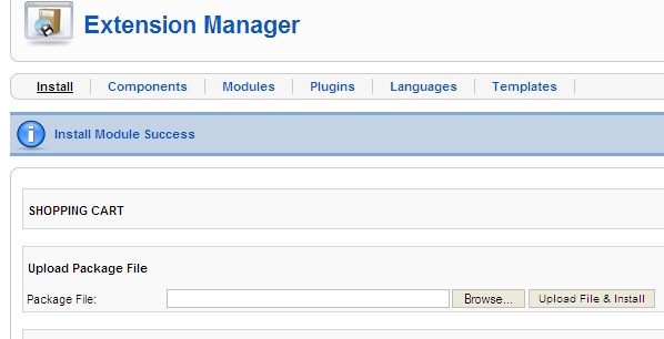 Installation mod_opencart.shopping_cart successfully